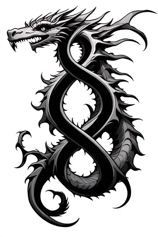 nordic dragon intertwined infinity symbols tattoo design idea