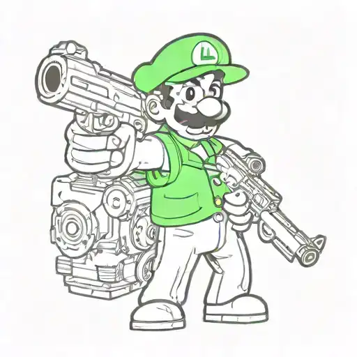 Luigi holding a gun tattoo design idea