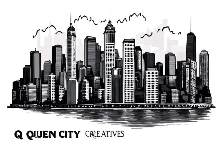 Queen City Creatives logo city scape tattoo design idea