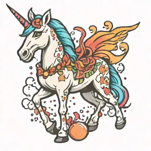 unicorn pooping skittles tattoo design idea