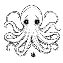 weed hippy octopus simplistic tattoo design idea
