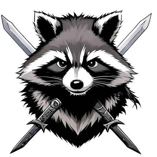 Rocket Raccoon with Innosuke Swords Crossing tattoo design idea