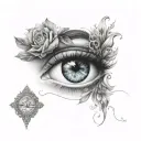 gypsy eye with diamond tattoo design idea