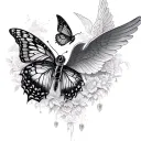 turtle butterfly and angel falling tattoo design idea
