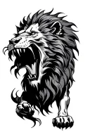 undead lion roaring tattoo design idea