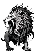undead lion roaring tattoo design idea