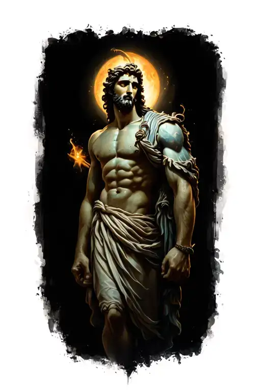 poseidon god tattoo design idea