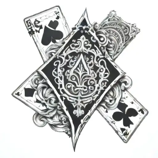 royal flush hand tattoo design idea