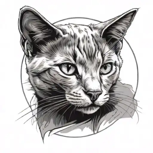 i want russian blue mixed with raina cat laying in a circle full body realistic tattoo tattoo design idea