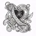 A stylized blackwork design combining the letter A, the number 16, and a heart with an infinity symbol for a student who loves symbolism and meaningful tattoos. tattoo design idea
