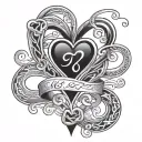 A stylized blackwork design combining the letter A, the number 16, and a heart with an infinity symbol for a student who loves symbolism and meaningful tattoos. tattoo design idea