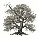bare hazel tree with root system   tattoo design idea