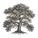 bare hazel tree with root system   tattoo design idea
