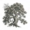 bare hazel tree with root system   tattoo design idea