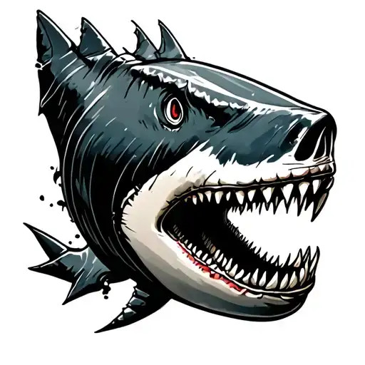 Shark Jaws Knee tattoo design idea