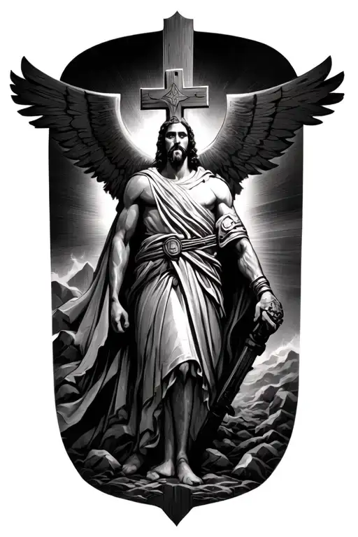 a cros with luke 1:37 going down the middle tattoo design idea