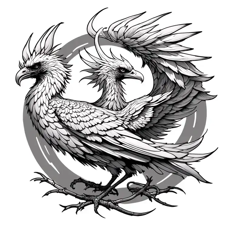 phoenix, spinal cord connected tattoo design idea