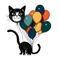 cat floating with balloons tattoo design idea