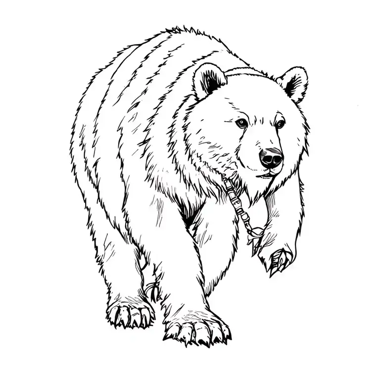 native american bear walking tattoo design idea
