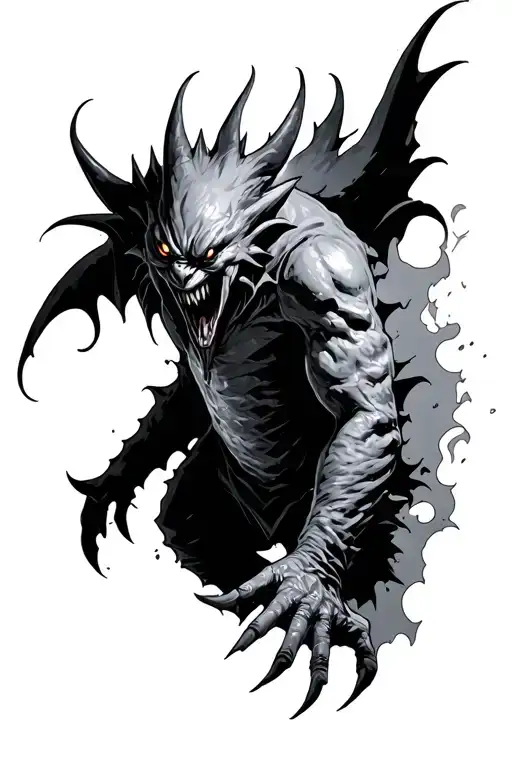 gengar ghost emerging tattoo design idea