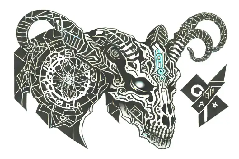 goat skull with word chosen 1 tattoo design idea