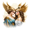 Aphrodite & Athena goddess tattoo design idea