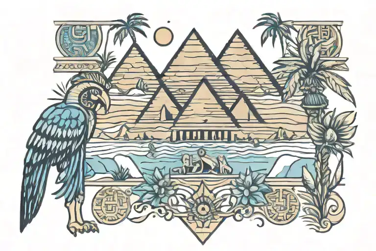 egyptian oasis surrounded tattoo design idea