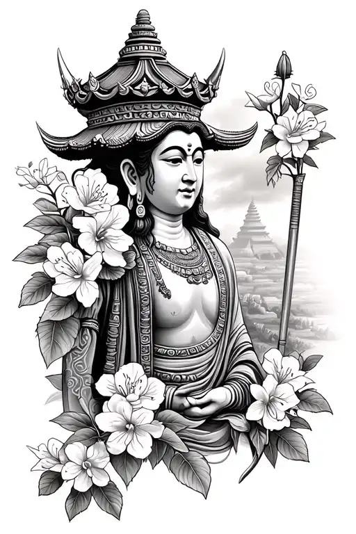 nepal,  kings shripech crown , rhododendron , cow , landscape , farming, khukuri , pagoda,  buddha tattoo design idea