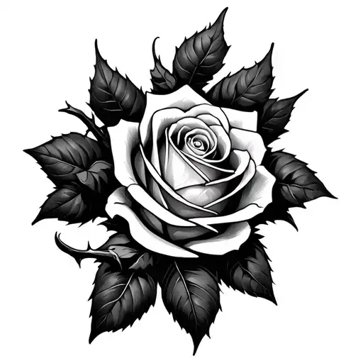 I want a 999 tattoo with a pretty rose with thorns on it going through the bottom part of all the 9s tattoo design idea