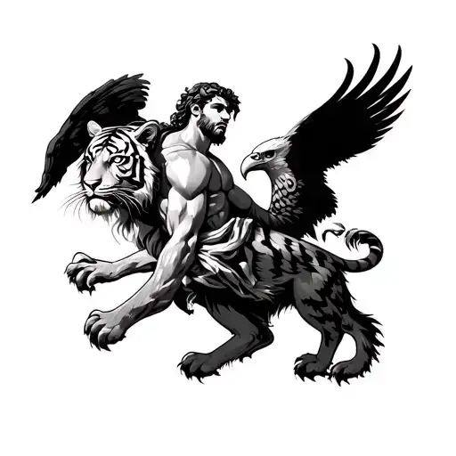 adonis greek god with tiger eagle and viking tattoo design idea