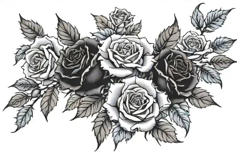 amount of thorny black roses wrapped around the sleeve tattoo design idea