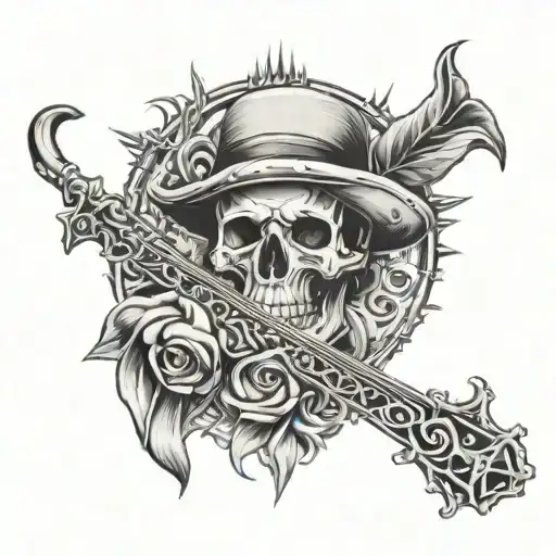 write hustler music with chicano style drawings tattoo design idea