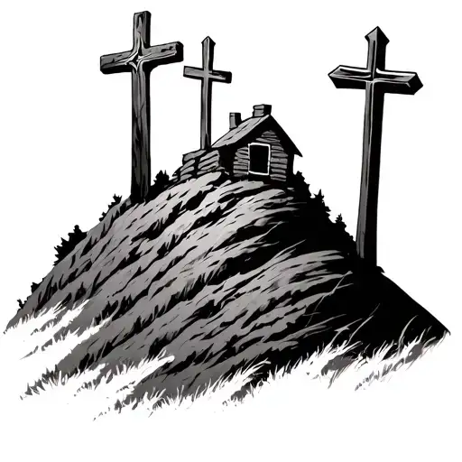 3 Crosses On Hill tattoo design idea