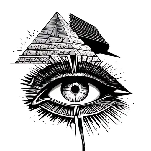 eye of horus in front of pyramid tattoo design idea