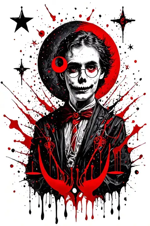 Harry Potter, hocus pocus, Libra, spooky, fun, moons , stars, tattoo design idea