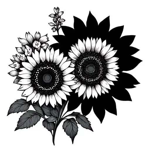 bluebonnets sunflowers tattoo design idea
