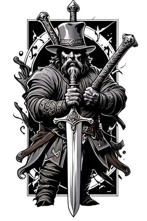 gangster Irish warrior wielding a sword tattoo design idea