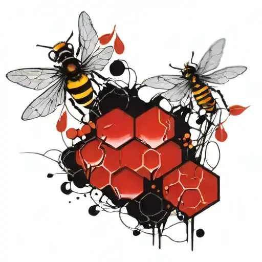 honeycomb and vine intertwined tattoo design idea