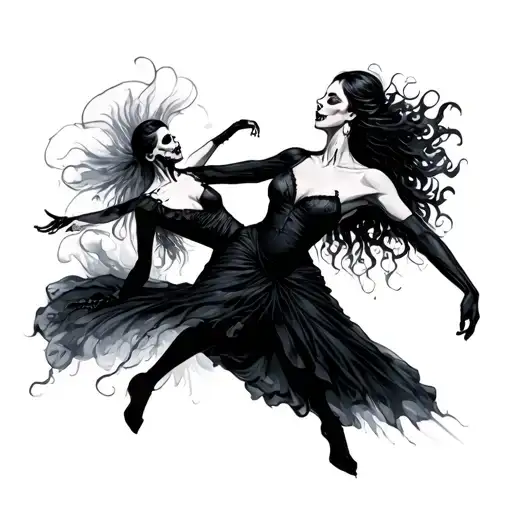 Macabre dance tattoo design idea