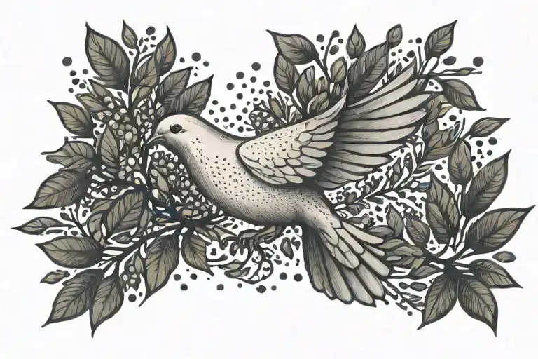 dove with olive branch representing forgiveness and freedom MINIMALISTIC tattoo design idea