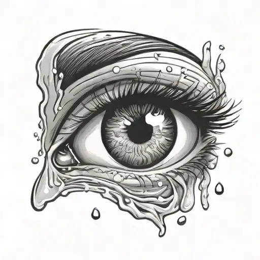 eye with water drop inside tattoo design idea
