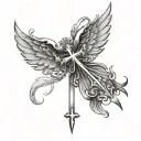 cross with wings and name tattoo tattoo design idea