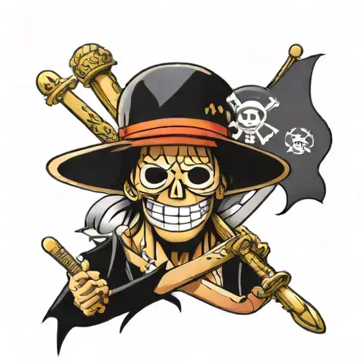 one piece strawhat crew flag all member represented tattoo design idea
