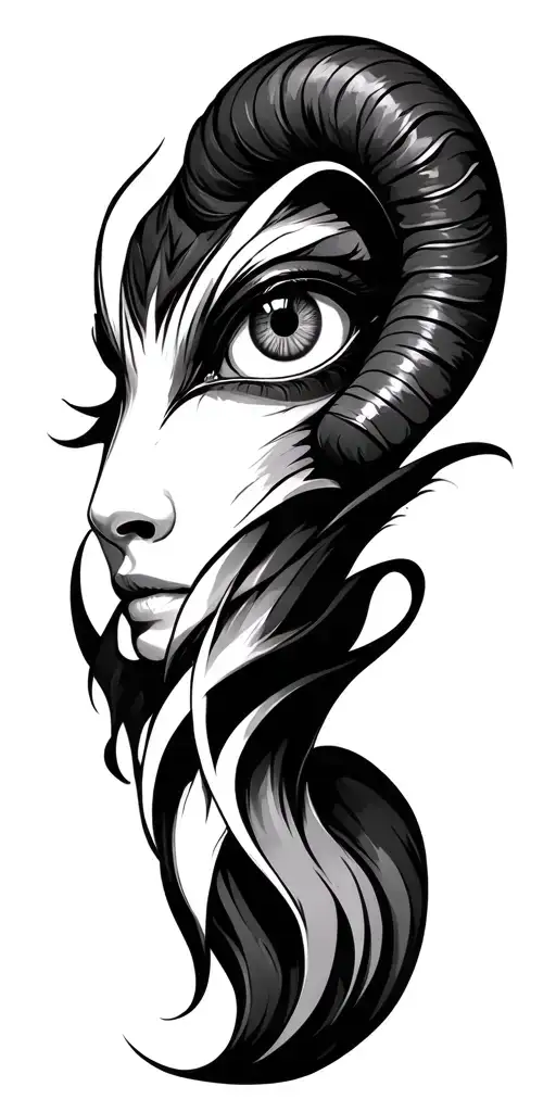 aries good and evil eye tattoo design idea