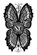 "Jonna" Butterfly Initials In Wings With Mandala Along With Spider Webs tattoo design idea
