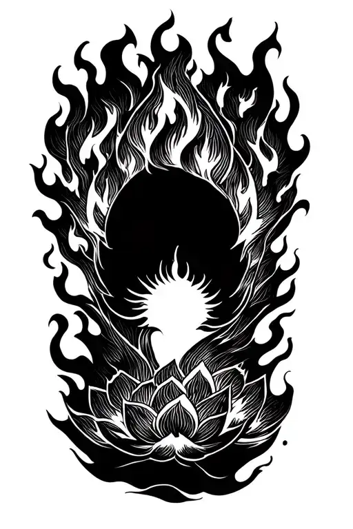 Japanese black fire tattoo design idea