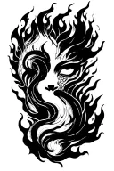 Japanese black fire tattoo design idea