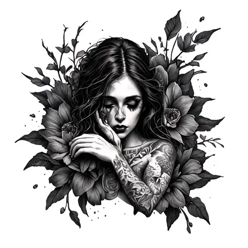 sleeve tatoo inspired depression darkness tattoo design idea