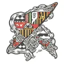 pizza Maryland state flag tattoo design idea