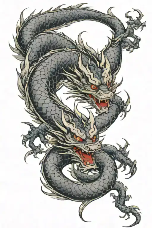 oriental yakuza serpant dragon tattoo design idea